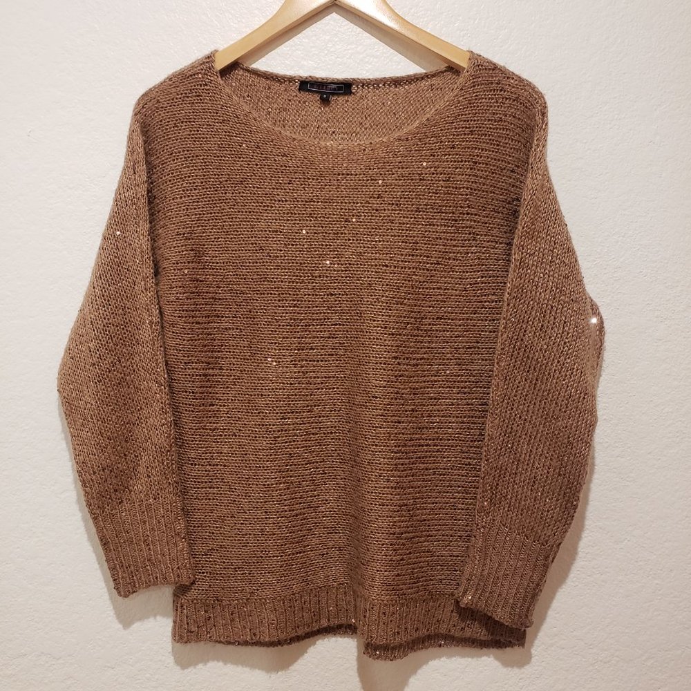 Creazioni Effect Pink/Mauve Round Neck Sweater With Sequin Accents Size S